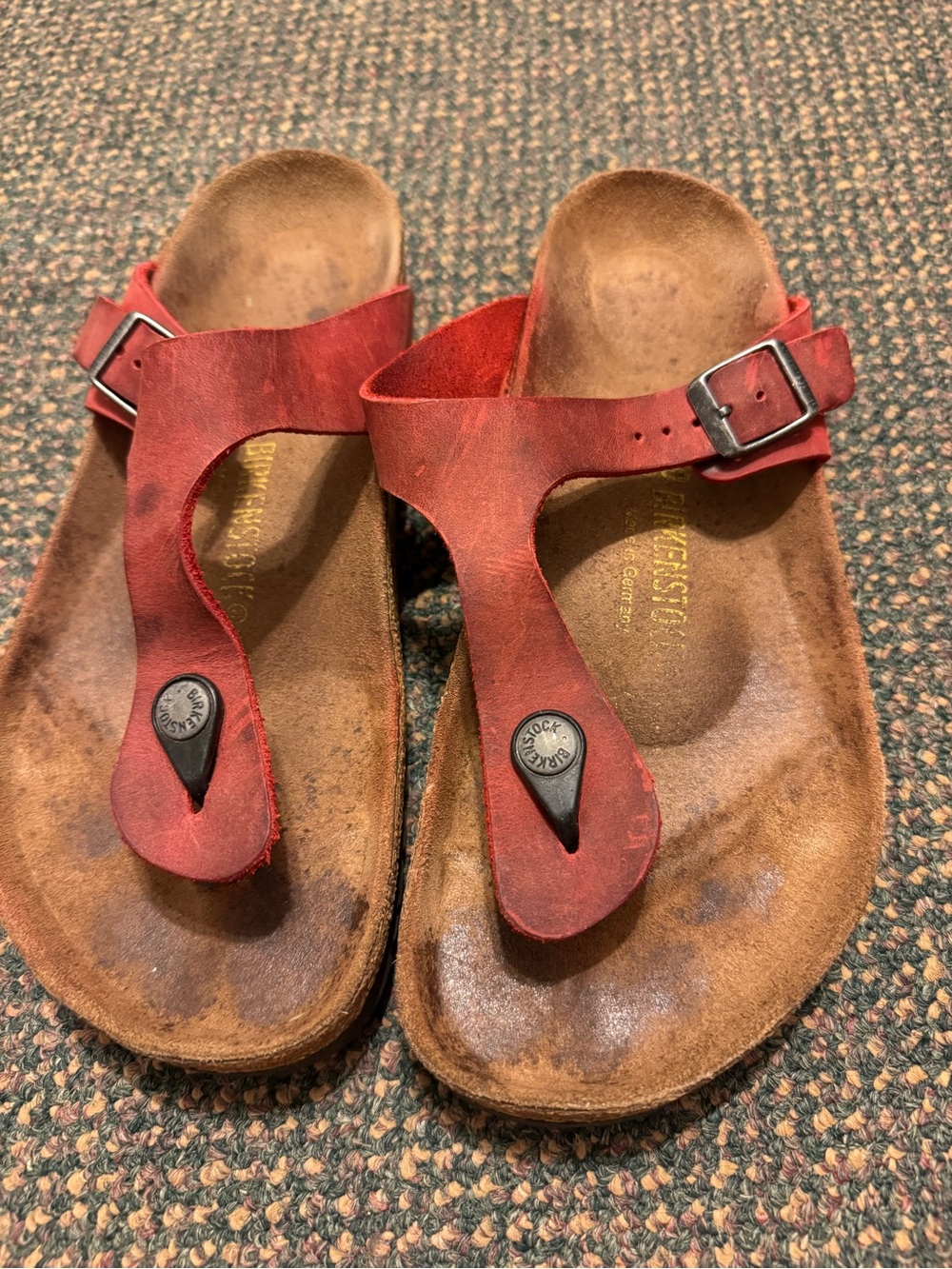 Birkenstock Red Thong Sandals with Buckle